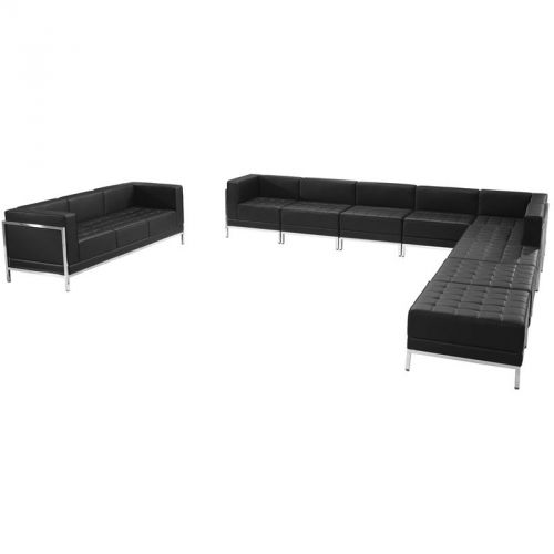 Imagination Series Black Leather Sectional &amp; Sofa Set, 10 Pieces