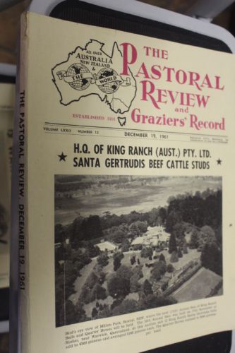PASTORAL REVIEW and GRAZIERS&#039; RECORD December 1961 STUD CATTLE &amp; SHEEP