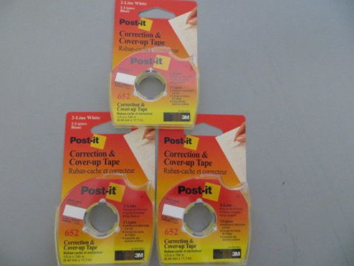 Lot of 3  POST IT COVER UP TAPE 652 LABELING &amp; COVERING 3M 1/3 BY 700i n