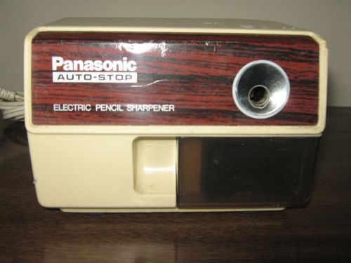 Panasonic Auto-Stop Electric Pencil Sharpener KP110 KP-110 Ivory Wood Grain Vtg