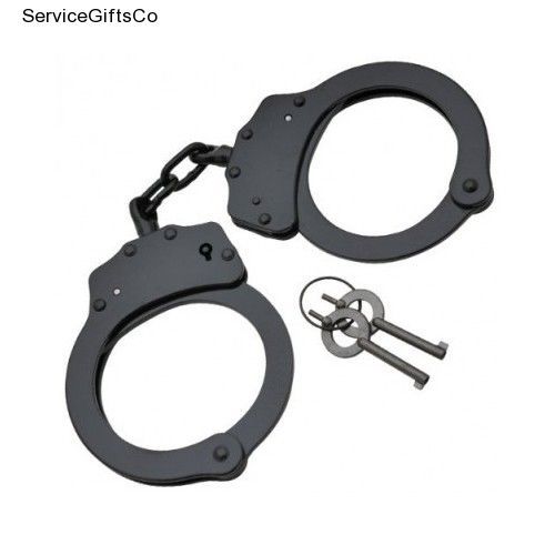 Pro Grade Handcuffs Stainless Steel Black Police Edition Tactical Gear Keyed
