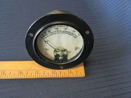 Vintage AC Volts 0-40 Round Panel Gauge Analog Sweep Hand Ratrod Retro