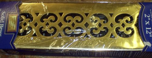 2&#034; x 12&#034; Floor Brass Decorative Register Grille NEW, NEVER USED!