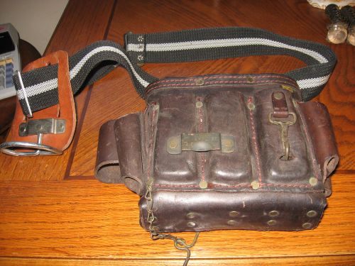Power Company Lineman&#039;s Leather Tool Holster With Belt General Electric GE Label