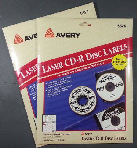 Two Packages of Avery Laser CD/DVD White Labels ~ 62 Labels (5824)