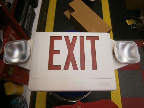 WHITE 2 HEADED UNIT EXIT SIGN RED LETTERING  251897