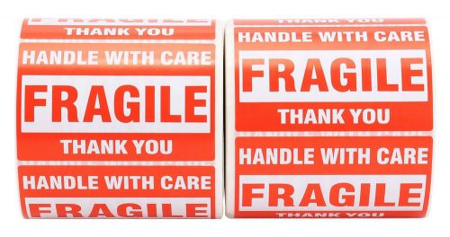 Rbhk fragile - handle with care shipping labels (500 per roll) (2&#034; x 3&#034; (1000... for sale