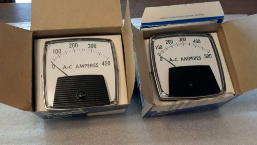 GE GENERAL ELECTRIC 0-400 0-500 A-C AMPERES PANEL METER 250340LSSC (LOT OF 2)NEW