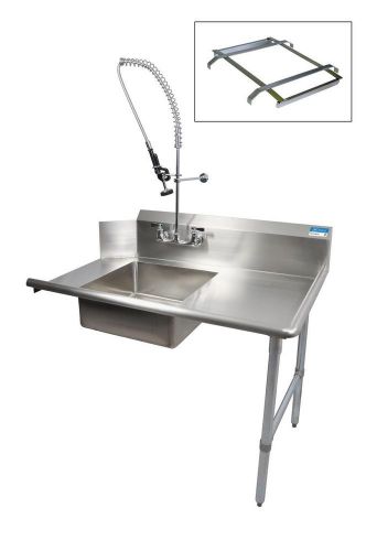 Bk resources 72&#034; soiled dishtable right w/ pre-rinse faucet &amp; rack guide - bksdt for sale