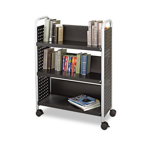 Scoot book cart, three-shelf, 33w x 14-1/4d x 44-1/4h, black for sale