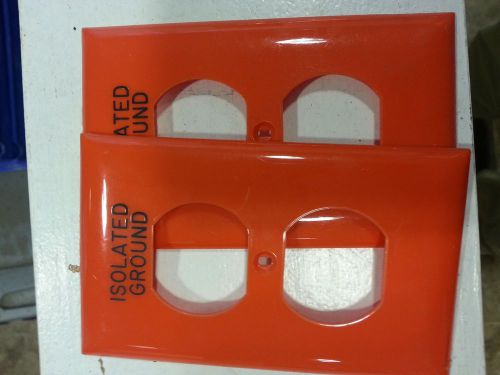 HUBBELL ORANGE ISOLATED GROUND Duplex RECEPTACLE WALL PLATE (Out of Plastic)