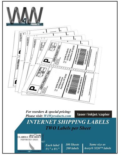 W4W Half Sheet Self Adhesive Internet Shipping Labels Comparable to  5126