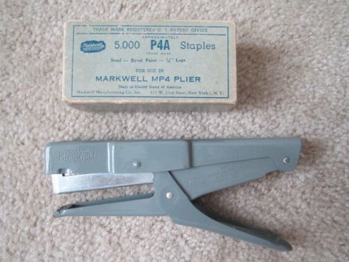 Vintage Markwell MP4 Plier Stapler with Box of Staples