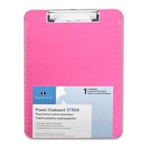 Sparco Neon Pink Transparent Plastic Clipboard, 9&#034; x 12.5&#034; (SPR01868)- Sold as a