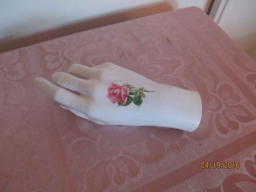 CUTE MANNIQUIN HAND FOR DISPLAY/JEWELRY, SCARVES COTTAGE WHITE ROSE DECAL
