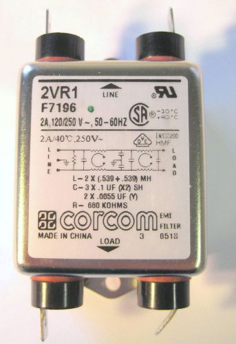 CORCOM LINE FILTER EMI 2VR1 F7196 2A 120/250V 50-60Hz