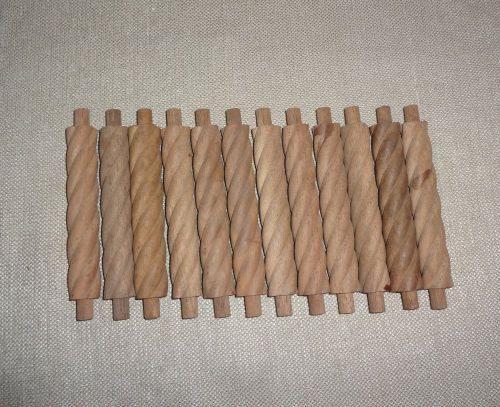 Lot of 12 Dark Tone Walnut Wood Twist Spiral Spindles 4 1/4 Inches Usable Length