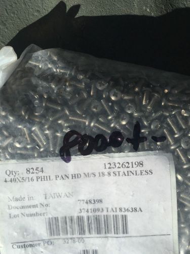 Stainless steel phillips pan head machine screw #4-40 x 5/16 lot of 8000 for sale