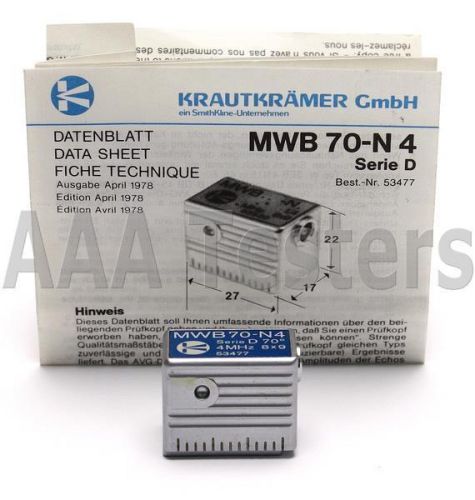 KrautKramer MWB70-N4 4 MHz Ultrasonic Angle Beam Transducer Probe MWB70 N4