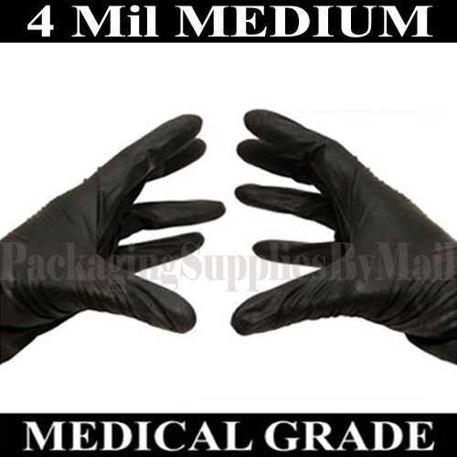 &#034;PSBM&#034; Black Nitrile Medical Exam Gloves Powder-Free 4 Mil Size: Medium 500 pcs