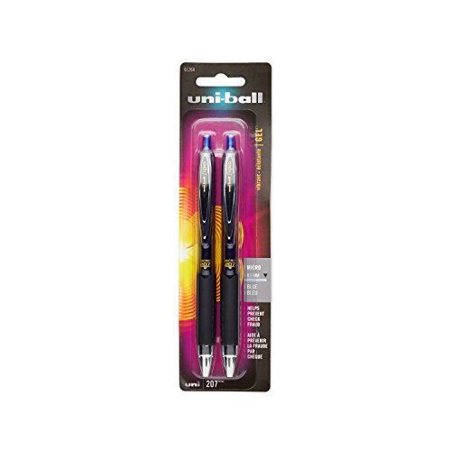 uni-ball Signo 207 Retractable Gel Pens, Micro Point, Blue Ink, 2-Pack 61264PP