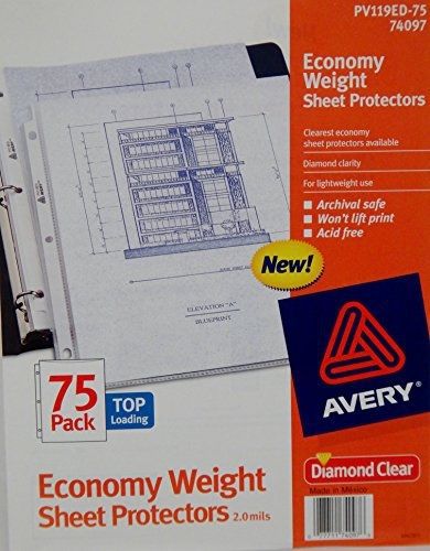 Avery economy weight diamond clear sheet protectors, acid free, pack of 75 for sale