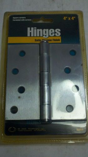 ULTRA DOOR HINGES 4&#034;x4&#034; SATIN CHROME FINISH 35069 SQUARE CORNERS W/ SCREWS