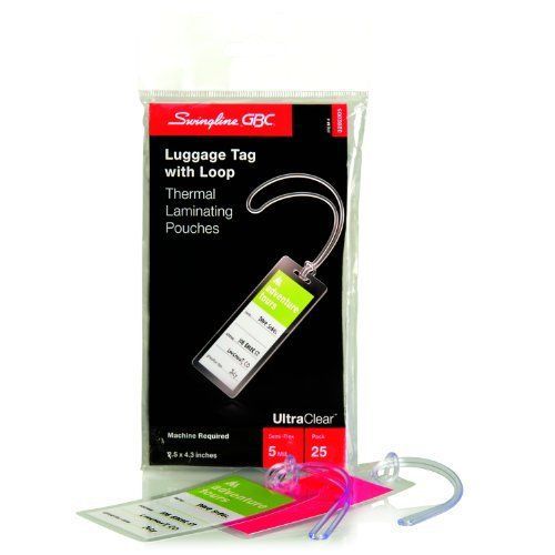 Swingline GBC UltraClear Thermal Laminating Pouches, Luggage Tag With Loops  25