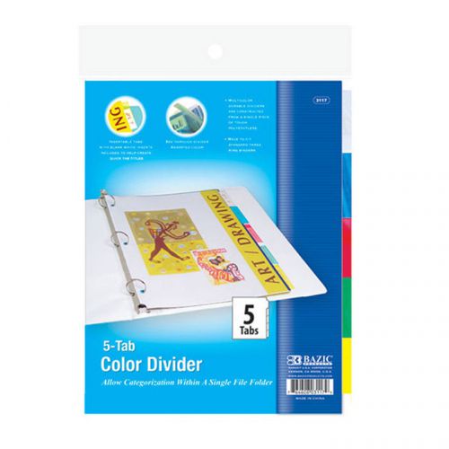 BAZIC 3-Ring Binder Dividers w/ 5-Insertable Color Tabs  of-24