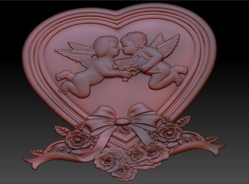3d stl model for CNC Router mill - VECTRIC RLF ARTCAM heart with cupids