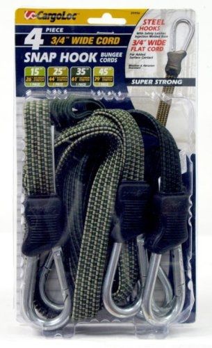 Cargoloc 89956 snap-hook flat bungee cords assortment, 4-piece for sale