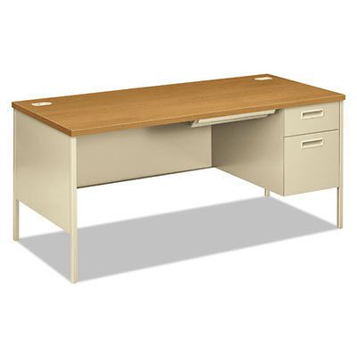Metro Classic Right Pedestal Desk, 66w x 30d, Harvest/Putty, Sold as 1 Each