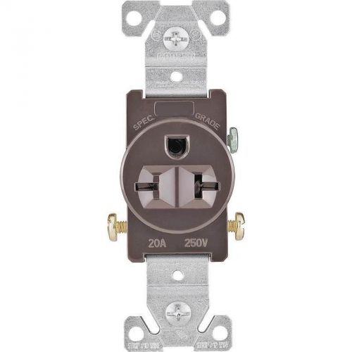 Straight Blade Single Receptacle, 250 Vac, 20 A, 2 Pole, 3 Wire, Brown 1876B-BOX