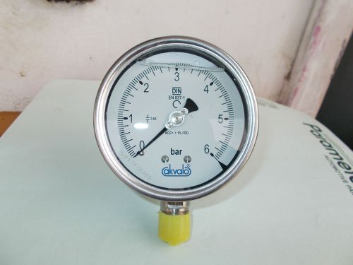 Industrial Pressure Gauge 0-6 Bar SS,Glycerine filled 100 mm dia
