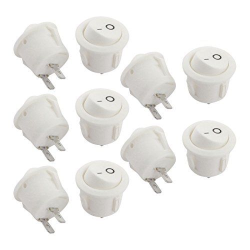 10 pcs white round ac 250v 6a 2 pin spst on-off rocker switch for sale
