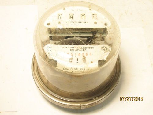 Vintage Sangamo Electric Co Watthour KWH Meter Form 2S Rr 16-2/3 240v 4-pin