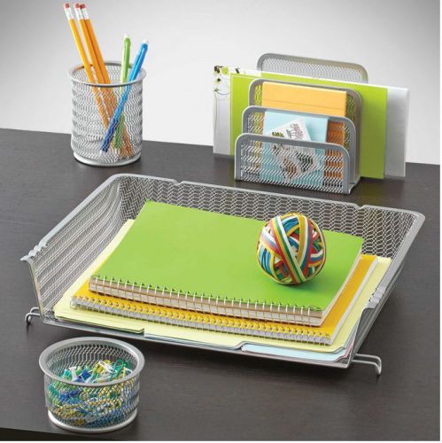 Desk Organizer Set Office Study Pen Holder Bedroom School Dorm Basket Supplies