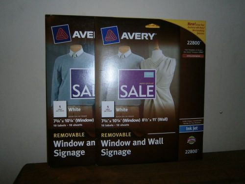 Lot of 20 avery inkjet removable window and wall signage 8 1/2&#034; x 11&#034; 22800 for sale