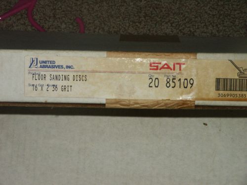 NIB 20 SAIT Floor Sanding Discs Model 85109  16&#034; x 2&#034;  36 Grit  NEW