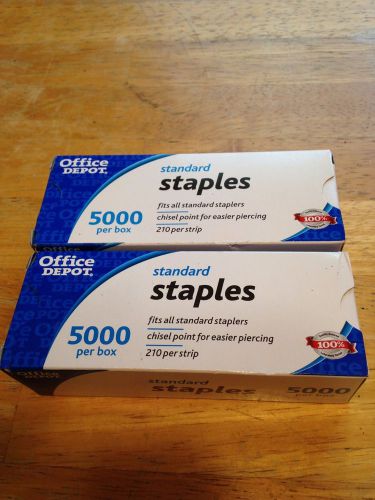 Lot of 2 Office Depot Brand Standard Staples (5000 per box)
