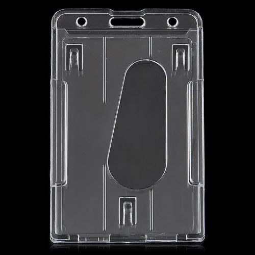 Transparent Vertical Multi ID Card Badge Holder Clear Cover Hard Plastic 10x6cm