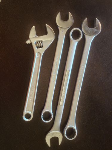 4 lot Heavy Duty Wrenches 1 1/16&#034;,1 1/8&#034;, 1 1/4&#034; and 12&#034; Adjustable