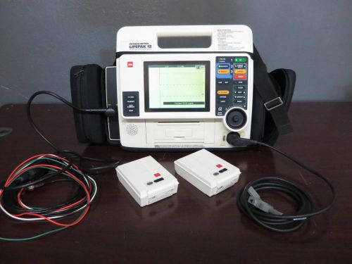 Lifepak 12 MONO-Phasic 12 Lead ECG AED ANALYZE PACE 2 Batteries case Warranty