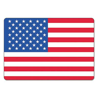 Warehouse Self-Adhesive Label, 4 x 2 1/2, USA FLAG, 100/Pack, Sold as 1 Roll