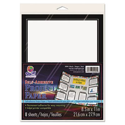 Self-Adhesive Project Paper, 8-1/2 x 11, White with Black Border, 8/Pack