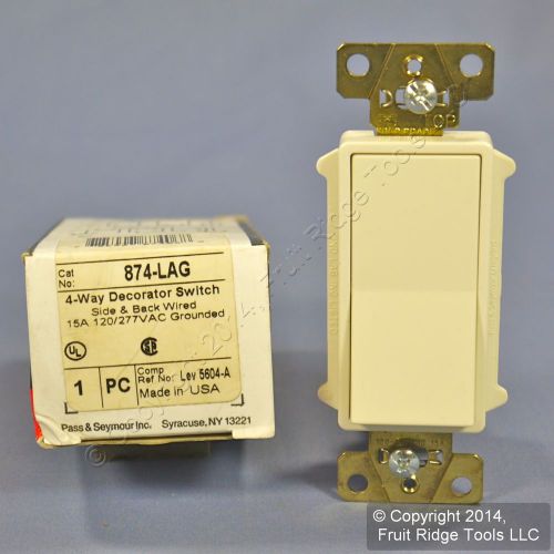 Pass and Seymour Light Almond Decorator Rocker Switch 4-WAY 15A 120/277V 874-LAG