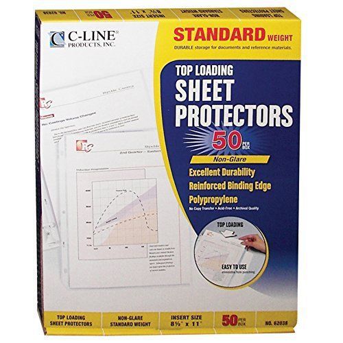 C-Line Top Loading Standard Weight Poly Sheet Protectors, Non-Glare, 8.5 x 11