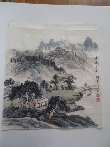 Original landscape watercolor painting on rice paper by artist lillian tao