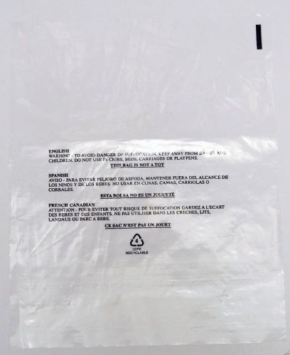 400 9x12&#034; Open Top Suffocation Warning W/2 Vents Hole Clear Poly Bags 1.25 mil