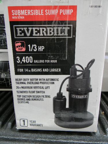 Everbilt 1/3 HP Submersible Sump Pump with Tether